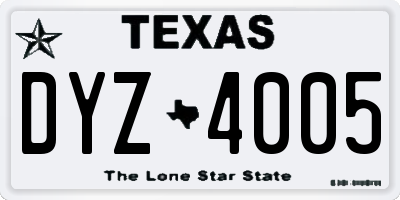 TX license plate DYZ4005