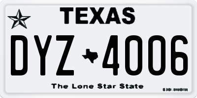TX license plate DYZ4006