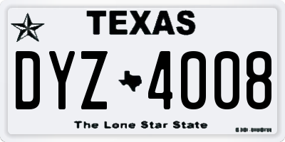 TX license plate DYZ4008