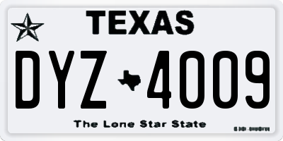 TX license plate DYZ4009