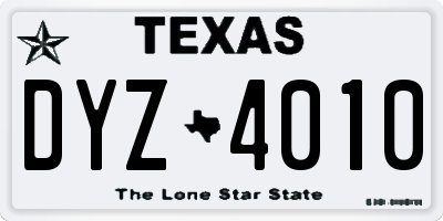 TX license plate DYZ4010