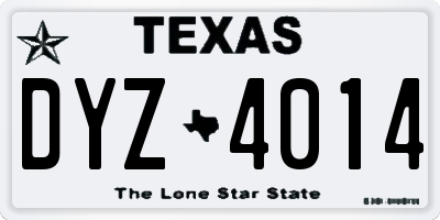 TX license plate DYZ4014