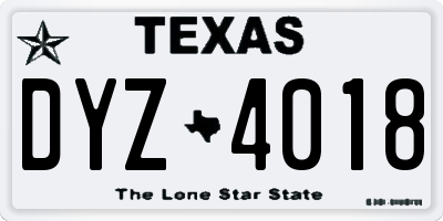 TX license plate DYZ4018