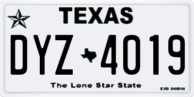 TX license plate DYZ4019