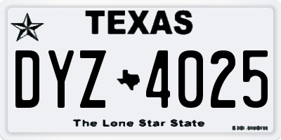 TX license plate DYZ4025