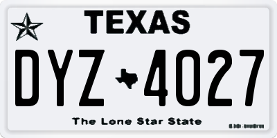 TX license plate DYZ4027