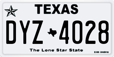 TX license plate DYZ4028