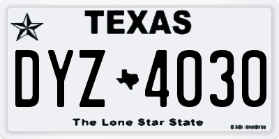 TX license plate DYZ4030
