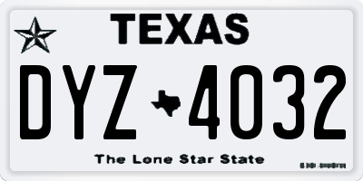 TX license plate DYZ4032