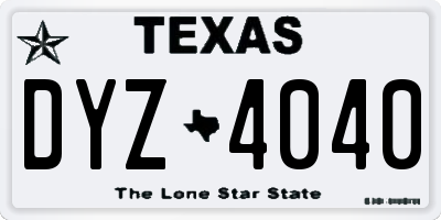 TX license plate DYZ4040