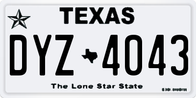 TX license plate DYZ4043