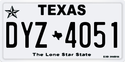 TX license plate DYZ4051