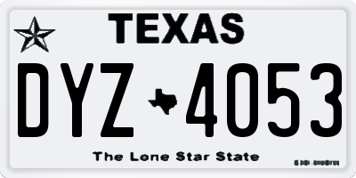 TX license plate DYZ4053