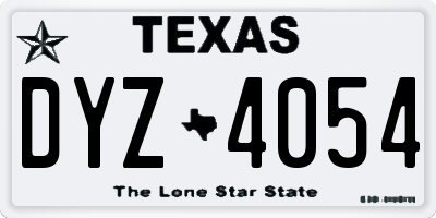 TX license plate DYZ4054