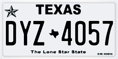 TX license plate DYZ4057