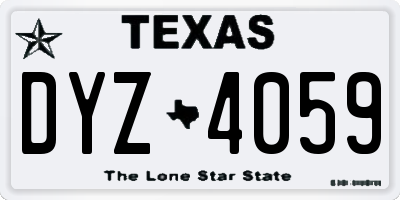 TX license plate DYZ4059