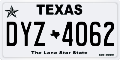 TX license plate DYZ4062