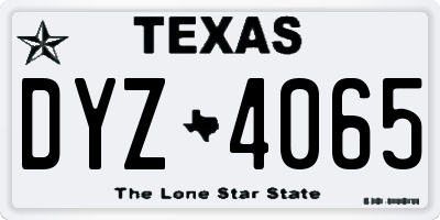 TX license plate DYZ4065