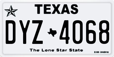 TX license plate DYZ4068