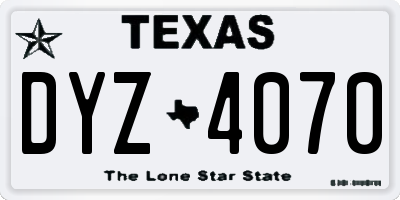 TX license plate DYZ4070
