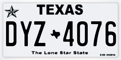 TX license plate DYZ4076