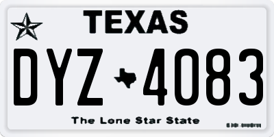 TX license plate DYZ4083