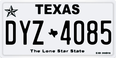 TX license plate DYZ4085