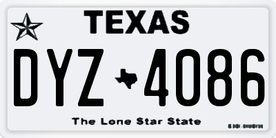TX license plate DYZ4086