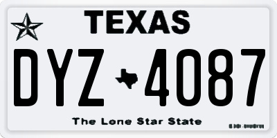 TX license plate DYZ4087