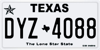 TX license plate DYZ4088