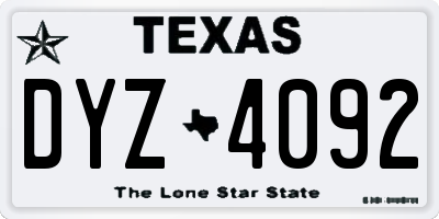TX license plate DYZ4092