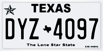 TX license plate DYZ4097