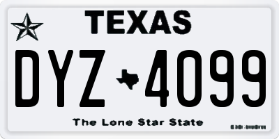 TX license plate DYZ4099