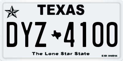 TX license plate DYZ4100