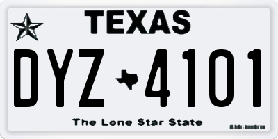 TX license plate DYZ4101