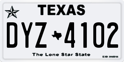 TX license plate DYZ4102