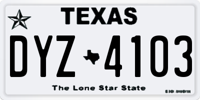 TX license plate DYZ4103