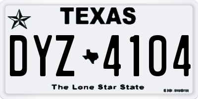 TX license plate DYZ4104