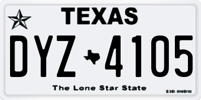 TX license plate DYZ4105