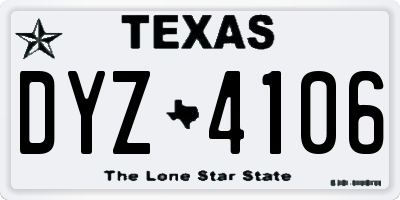 TX license plate DYZ4106