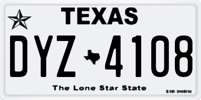 TX license plate DYZ4108