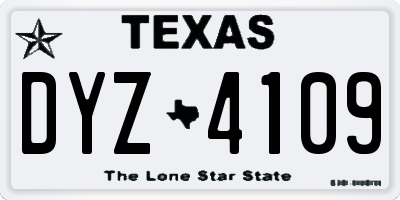 TX license plate DYZ4109