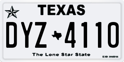 TX license plate DYZ4110