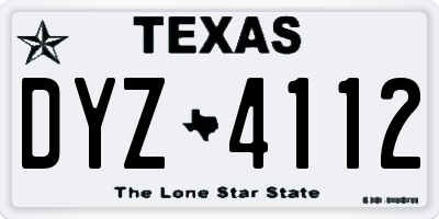 TX license plate DYZ4112