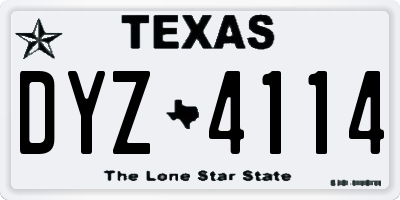 TX license plate DYZ4114