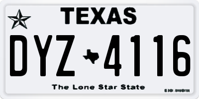 TX license plate DYZ4116