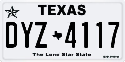 TX license plate DYZ4117