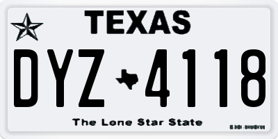 TX license plate DYZ4118