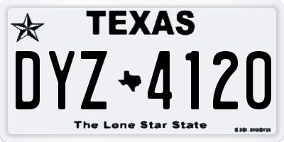 TX license plate DYZ4120
