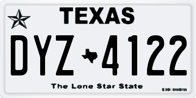 TX license plate DYZ4122